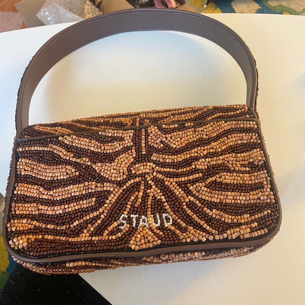 STAUD Black and Brown Beaded Shoulder Bag - Picture 4 of 13